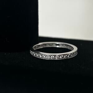 Cubic Zirconia Eternity band ring 925 Sterling Silver Size 10 channel setting